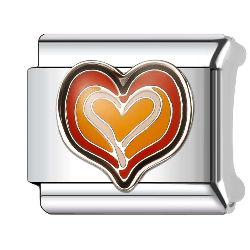 New Women's Gift 2024 rainbow heart Bead Italian Charms Links Bangle Beads Fit 9mm Stainless Steel Bracelet Making DIY For Women Fashion Jewelry