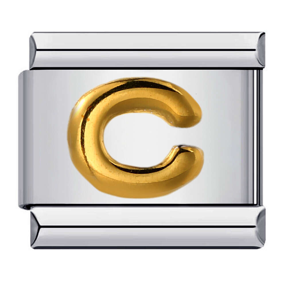 Titanium Steel Gold-Plated Raised English Letters DIY Bead Bracelet Italian Bracelet Italian Charm Links Fit 9Mm Bracelet Jewelry DIY Making Gifts