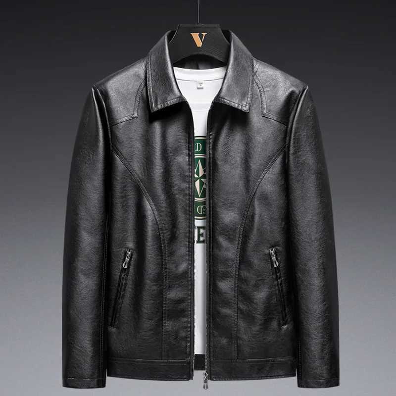 Mens Leather Jacket Patchwork Motorcycle Jacket Leather Jacket Fashion Trend Rider Zip Coats Casual Street Windbreaker 6XL 8XLX240913