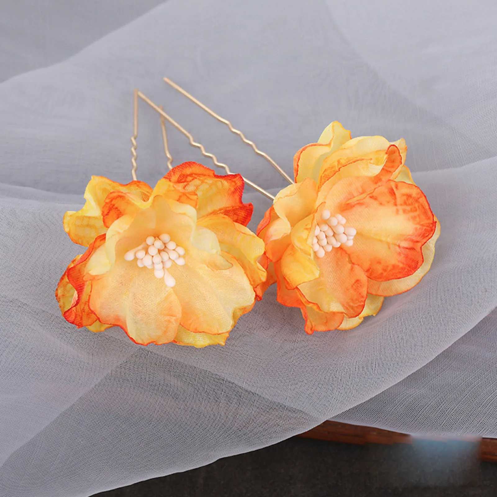 Floral Hairpin Forks Chinese Hanfu Hair Accessories For Women U-shaped Hair Clip Fork Vinatge Wedding Hair Jewelry Retro CrownsX240913