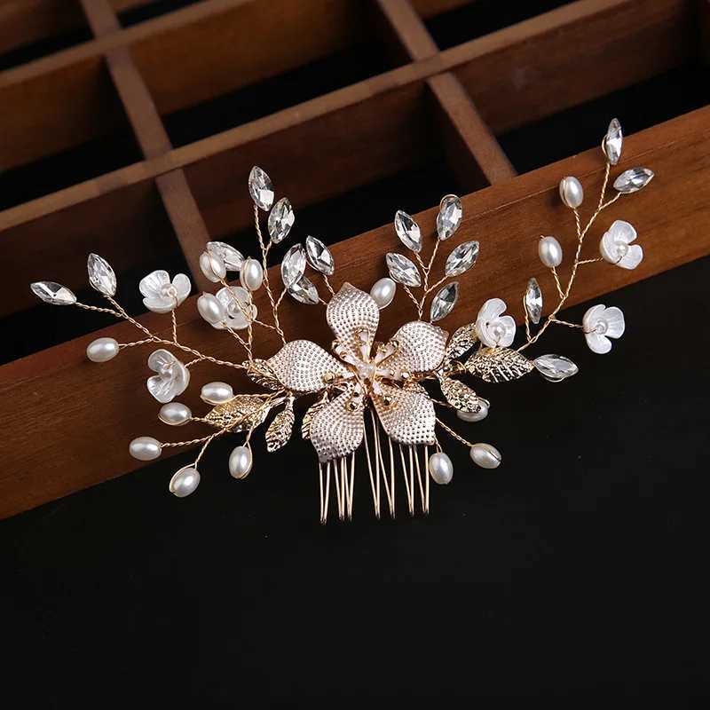 Bride Hair Combs Wedding Hair Clips Fashion Crystal Flower Headdress Hairpin for Diadem Pearls Headpiece Barrettes Girls JewelryX240913