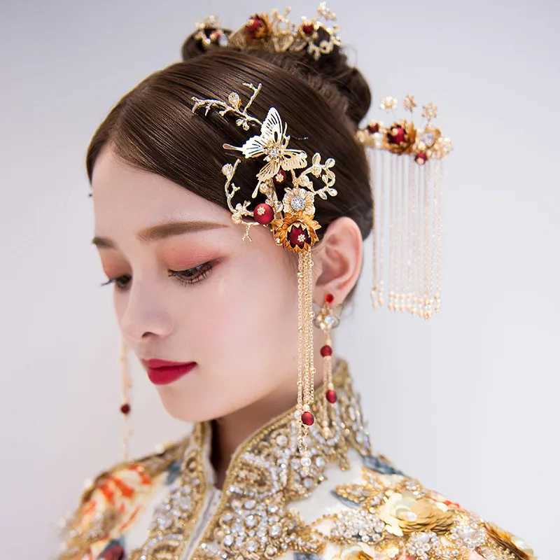 Women Hanfu Hair Combs Traditional Chinese Wedding Hair Accessories Headband Stick Headdress Head Jewelry Bridal Headpiece PinX240913