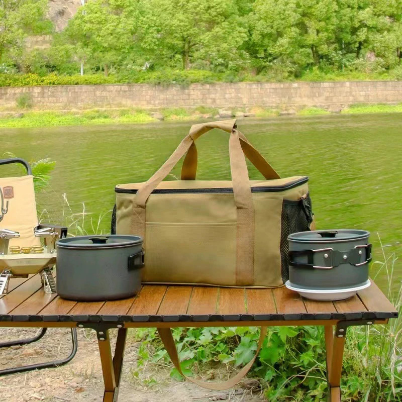 Outdoor cooking bag waterproof camping organizer cooler lunch box portable large capacity storage handbag 240910