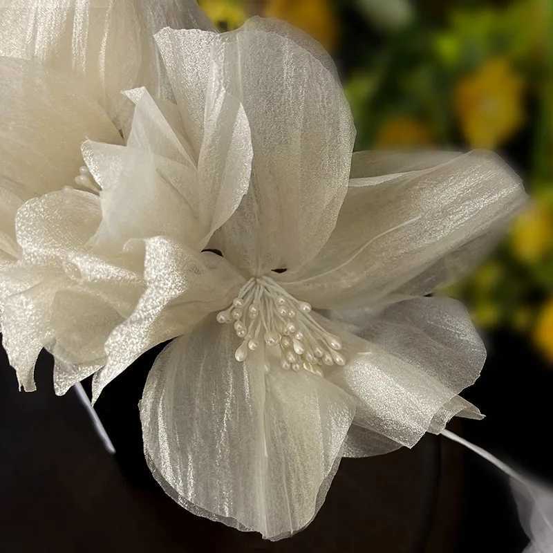 Super Immortal Scalded Crepes Flower Bridal Headwear New Wedding hair AccessoriesX240913