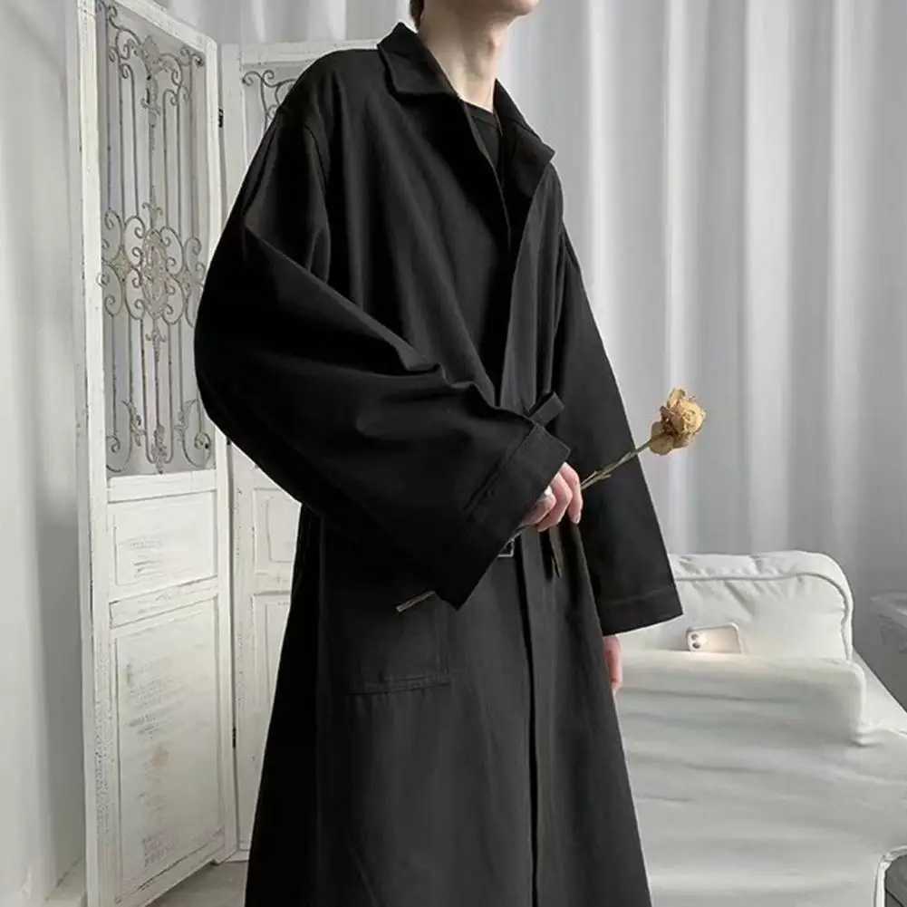 Simple Design Men Trench Coat Men Polyester Trench Coat Stylish Lapel Trench Breathable for Spring for Handsome Y240913