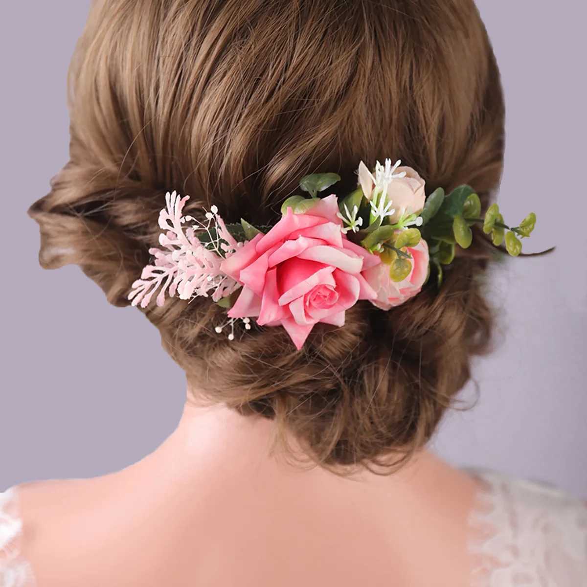 Floral Hair Combs 2023 Summer Wedding Hair Accessoires Fairy Flower Girls Hairpins Hair Clip Crown Bride Charm Headpiece JewelryX240913