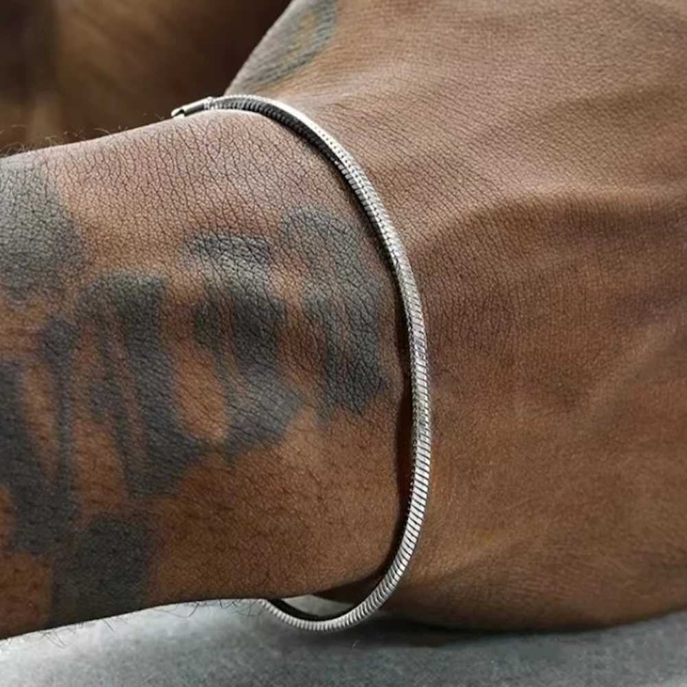 Silver Color Titanium Steel Snake Chain Bracelet for Men Hip Hop Simple Stainless Steel Bracelet For Women Retro JewelryX240913