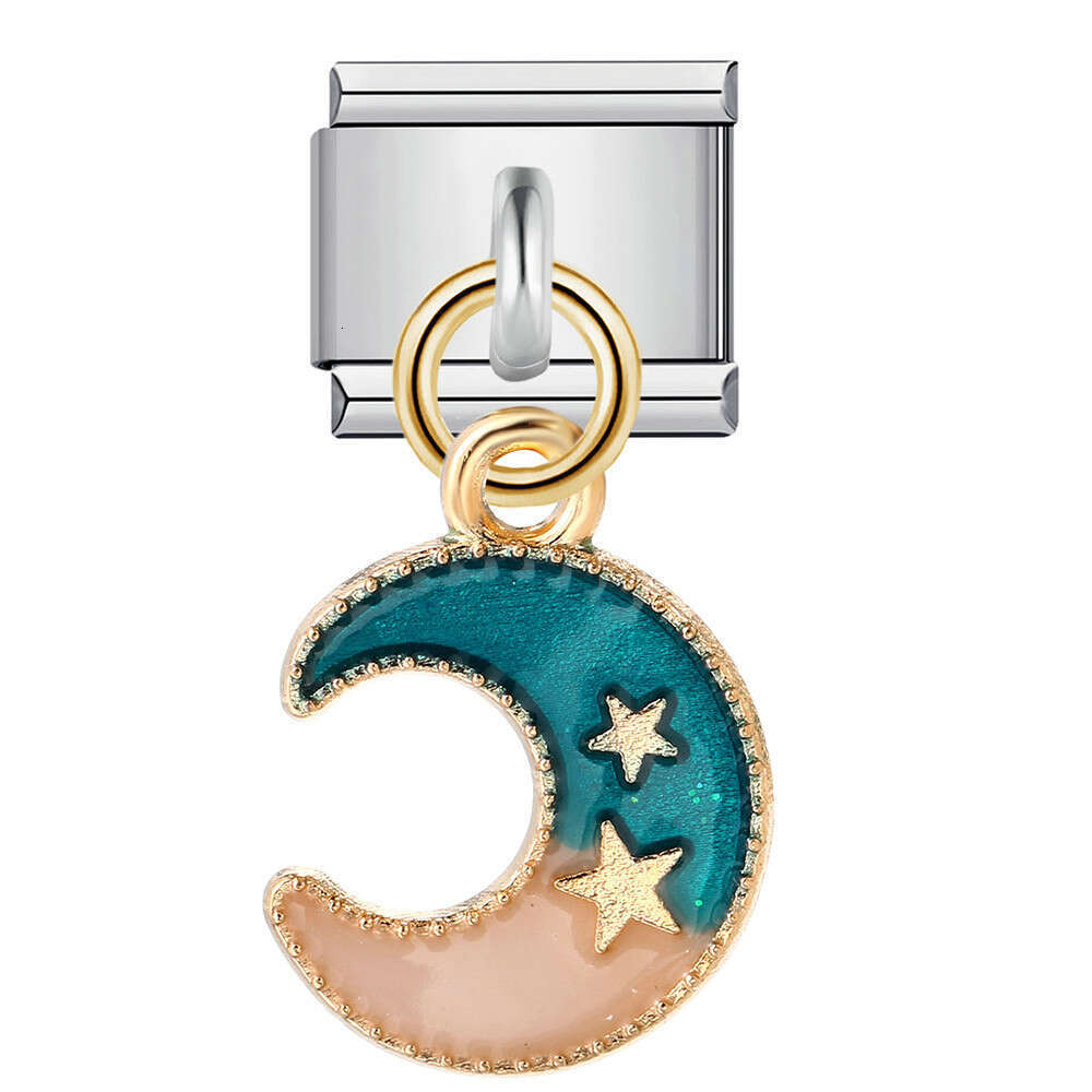 New Charm Pendant Series Bead Bracelet Single Hook Titanium Steel Elastic Splicing Strap Chain Italian Charm Links Fit 9Mm Bracelet Jewelry DIY Making