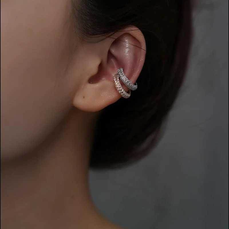 Women IPC Round Fake C Shape For Cartilage Clip Earrings No Pierced Earrings AAAA Zirconia Geometric Jewelry Gold Silver ColorX2409