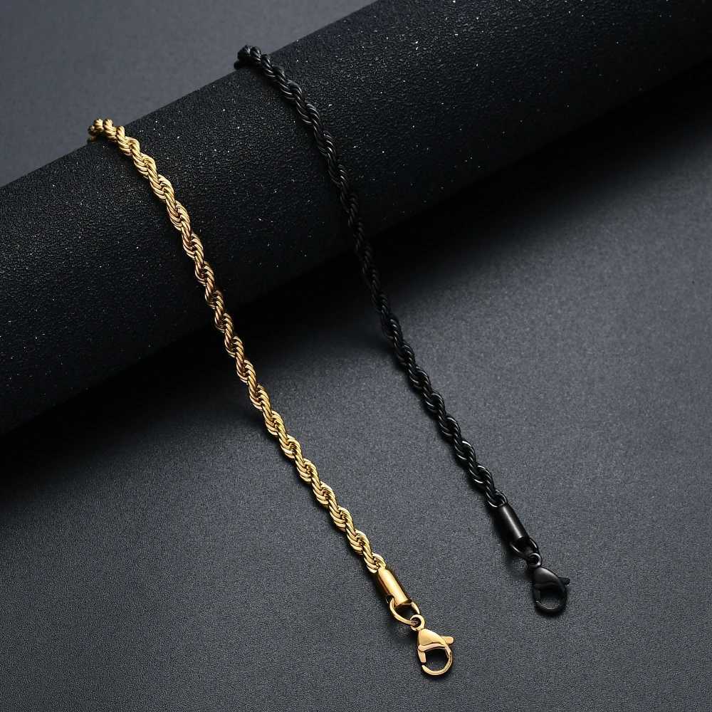 316L Stainless Steel Golden Black Twisted Rope Chain Bracelet for Men and Women Fashion Gift Jewelry Wholesale Price XJ250707