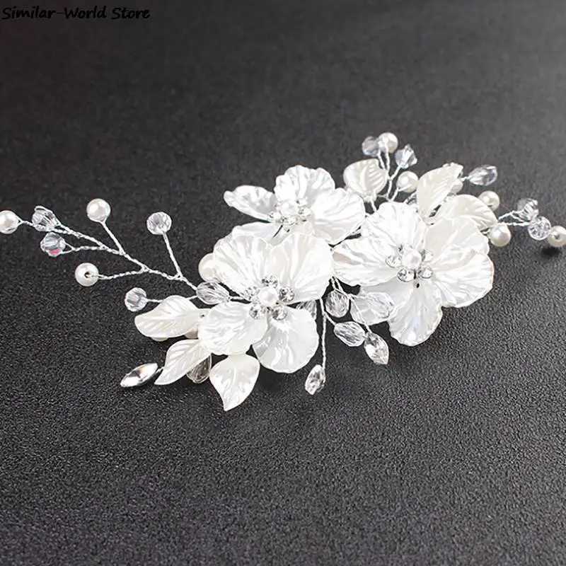 Bridal Crystal Pearl Flower Hair Clip Floral Style Barrette Bride Hair Jewelry Bridesmaid Wedding Hair AccessoriesX240913
