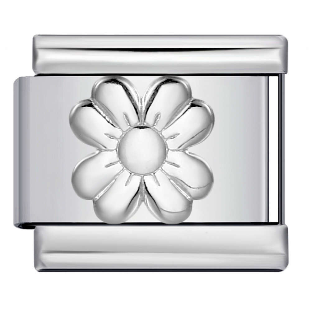 Titanium Convex Sier Stamping Pattern DIY Bead Bracelet Italian Charm Links Stainless Steel Fit 9Mm Jewelry Making Gifts