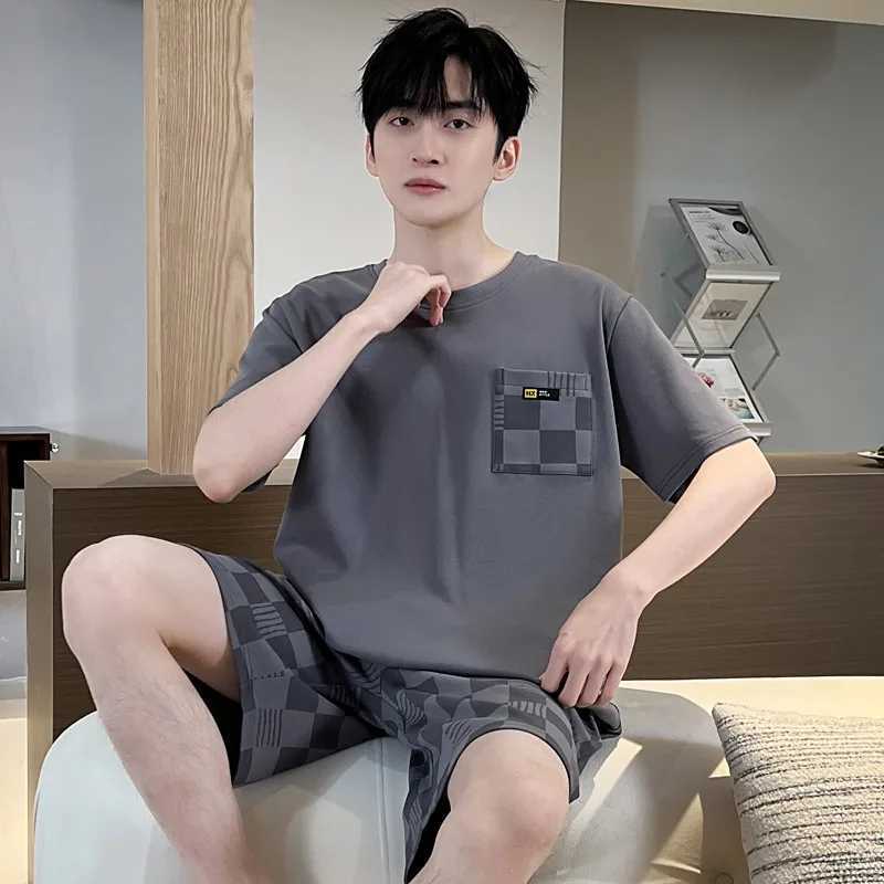 Sleepware Men Cotton Nightwear Plus Size L-3XL Pajamas Set Man Homewear 2 Pieces Set Leisure Loungewear Male Night Clothing Y240913