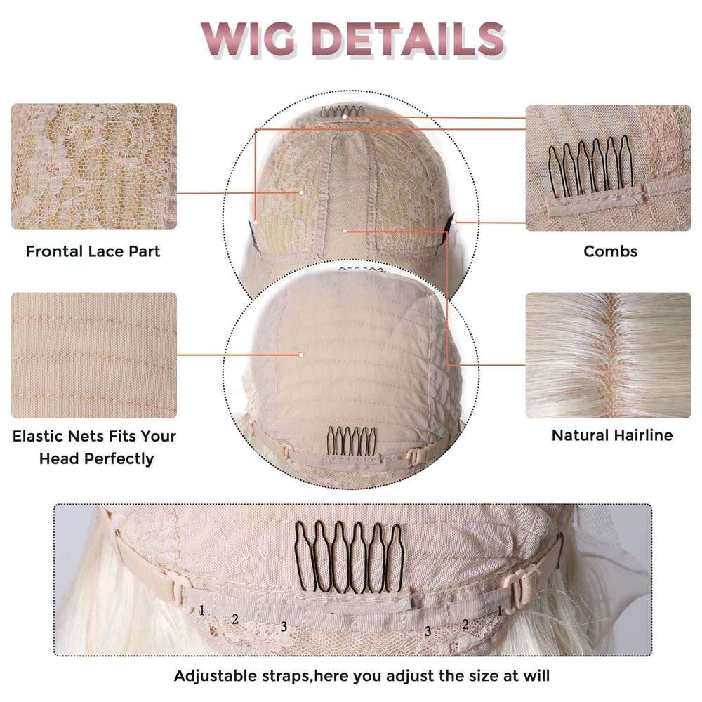 Synthetic Blonde To Lace Wig Long Body Wave Hair Gradient Pink Wigs For White Women Daily Party Cosplay