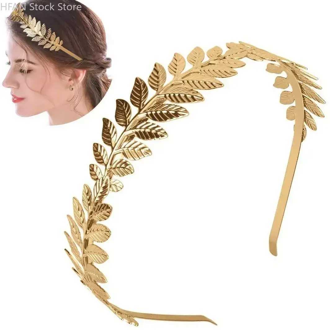 Baroque Golden Metal Leaf Headband Headpiece Crown tiaras Headdress Roman Goddess Greek Hair Jewelry Bride Wedding AccessoriesX240913