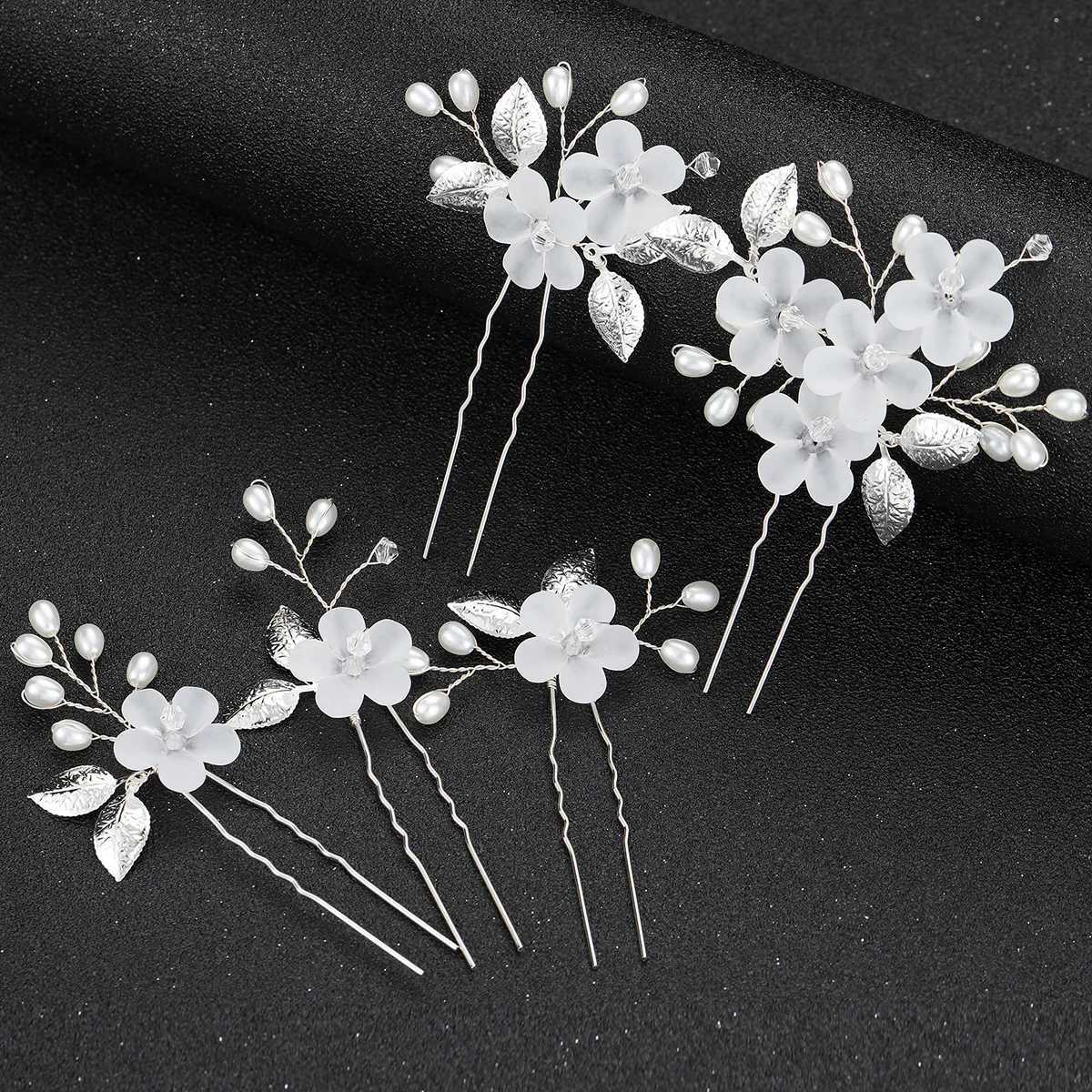 5 Pcs Crystal Pearl Flower Hair Clips Elegant Headwear For Women Precious jewels Bridal Wedding Hair AccessoriesX240913
