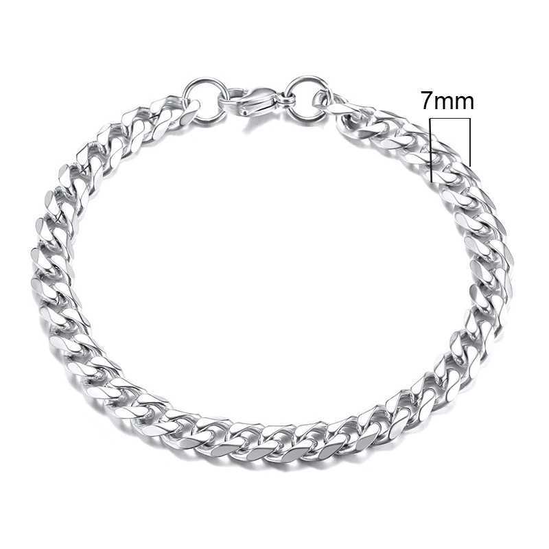 New Sliver Color Cuban Chain Charm Bracelet For Men Women High Quality Stainless Steel Hand Chain Punk Bracelets Jewelry GiftX240913