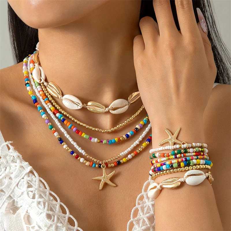 Bohemian Resort Hotel Shell Bead Weaving Bracelet Beach Wind Sea Star Pearl Seven Piece Set W240913