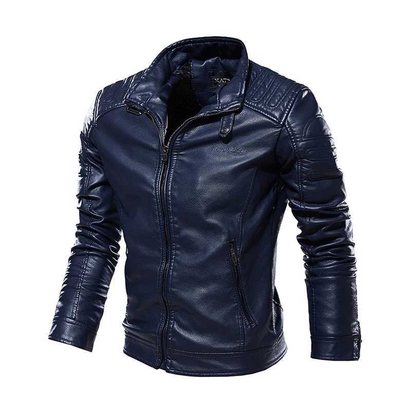 Winter Mens PU Leather Jacket Fashion Men Retro Punk Motorcycle Jackets Casual Men Fleece Warm Faux Leather Jackets ClothingX240913