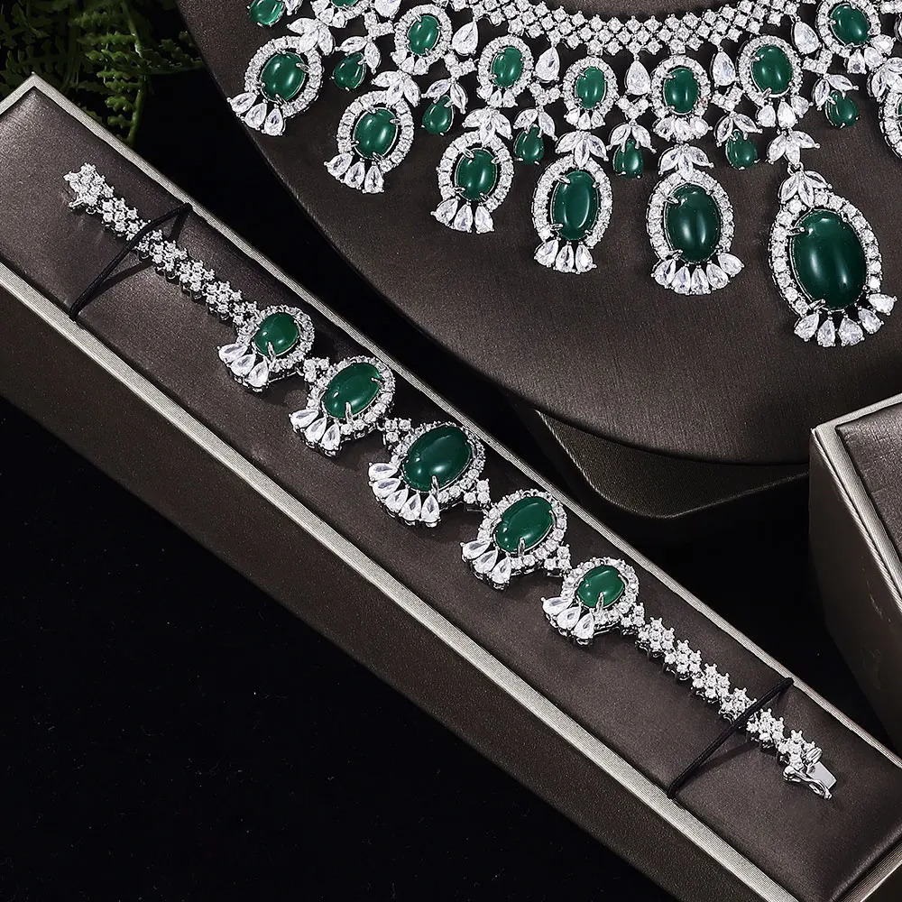 Fashion 4-piece bridal jewelry set cubic zirconia suitable for womens wedding accessories Dubai Saudi Arabia 240913