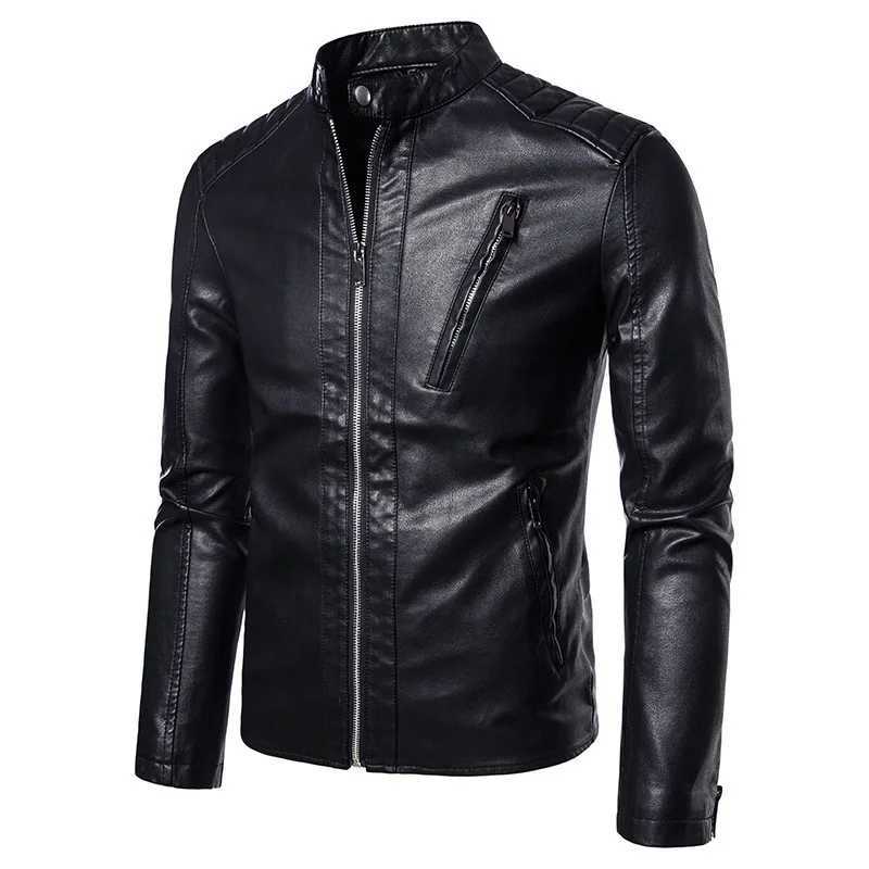 2023 Men Casual Jacket Korean Version of The Trend of Slim Handsome Youth Spring and Autumn Motorcycle Jacket Leather Coat MenX240913