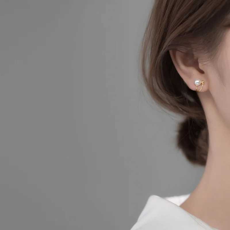 MloveAcc S925 Sterling Silver Gold Color Cross Clip Earrings Cuff on Ear for Women Lady Girls JewelryX240913