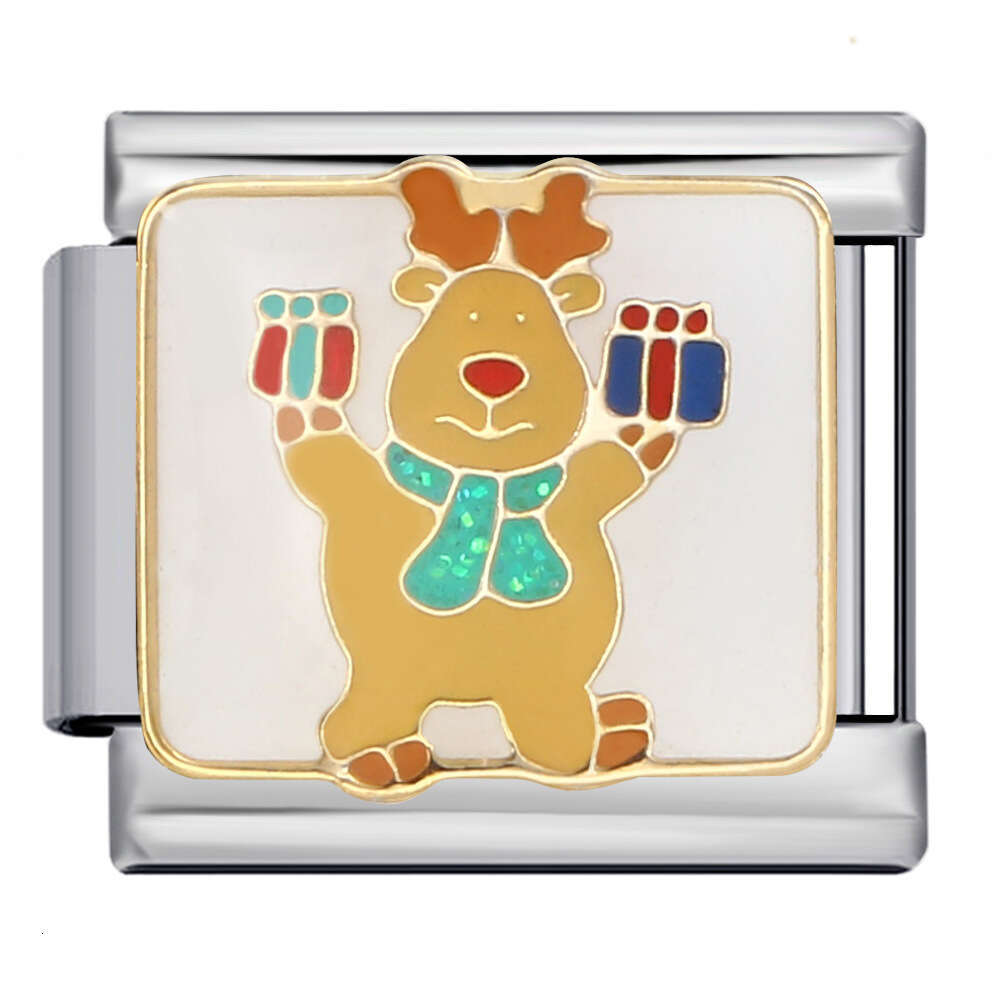 Series DIY Elastic Welding Enamel Beads Bracelet New Year's Gift Italian Charm Links Fit 9Mm Bracelet Jewelry DIY Making Gifts