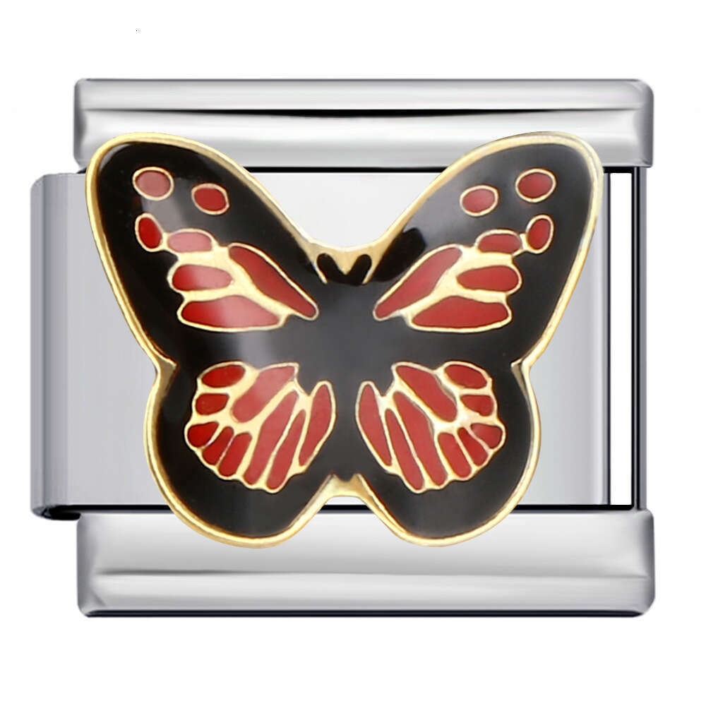 Colorful Butterfly Bead Titanium Steel Welding Pattern Enamel DIY Bracelet Italian Charm Italian Charm Links Fit 9Mm Bracelet Jewelry DIY Making Gifts