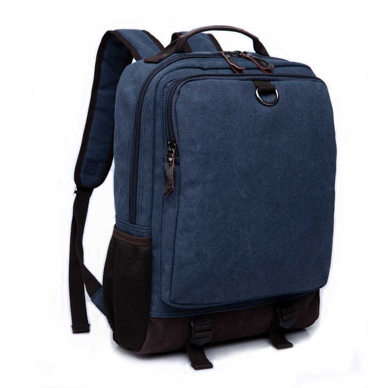 Korean casual men's bag multi compartment Canvas Backpack men's backpack 240915