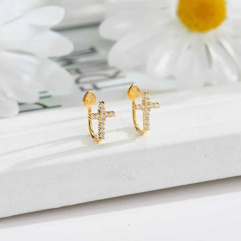 REETI 925 Sterling Silver Temperament Personality Cross Earrings For Women Silver Gold Earclip Jewelry Elegant GiftsX240913