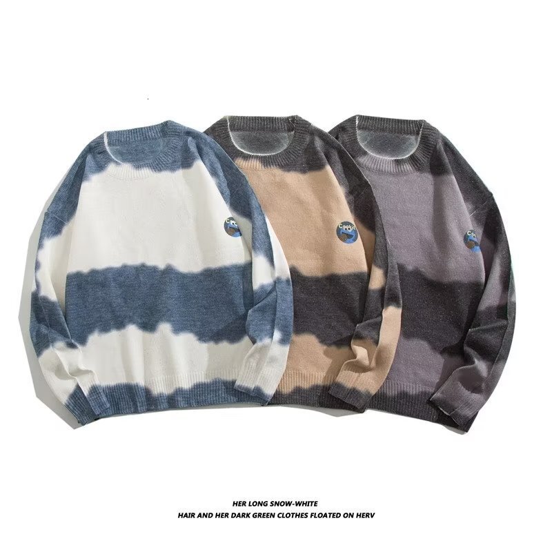 Men Sweaters Sweater couple style Hong Kong style knitted sweater autumn and winter thick Korean version trendy personality pullover sweater Mens crew