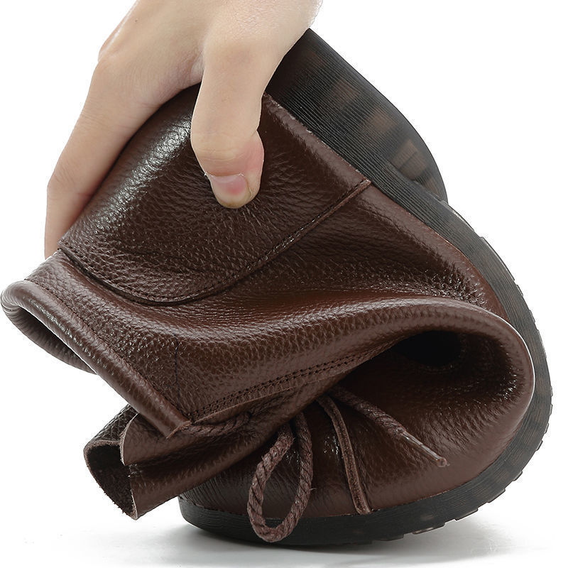 Woman Booties 2021 Soft Plush Ankle Boots for Women Fashion Lace up Autumn Wedge Heel Female Boot Leather Platform Shoes 7d85 Platm