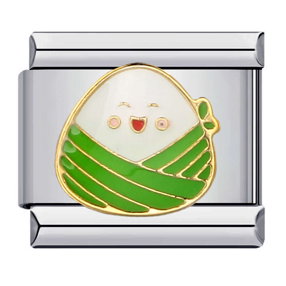 Titanium Steel Gold Plated Italian Personalized Enamel Welding Pattern Bracelet Italian Charm Links Stainless Steel Fit 9mm Bracelet Jewelry DIY Makin