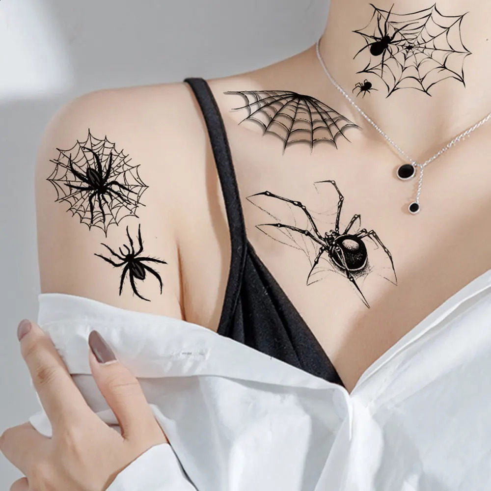 10pcs Spider Web Tattoo Stickers for Halloween Disposable Temporary Tattoos For Men Women Face Makeup Body Decr for Children 240910