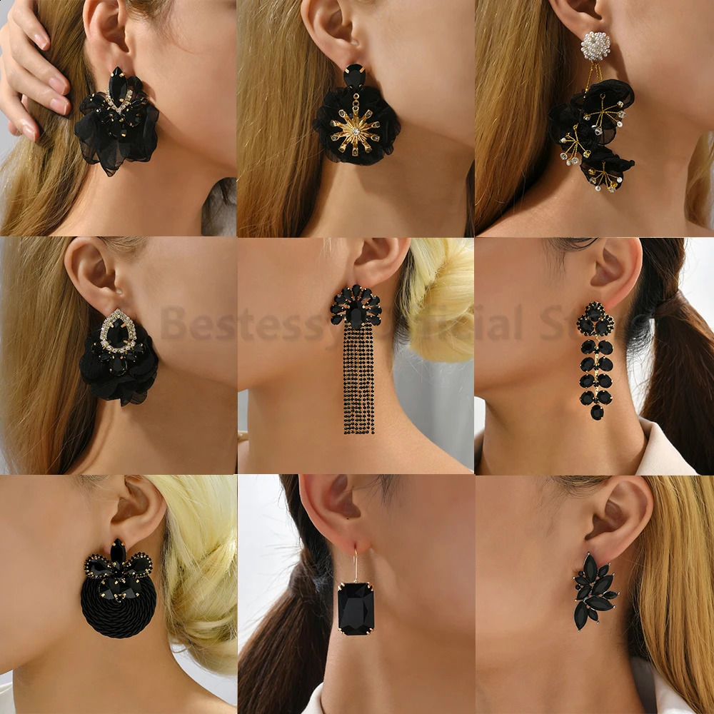 Drop Crystal Tassel Earrings: Elegant Vintage Jewelry for Women, Geometric Big Hanging 2024 4
