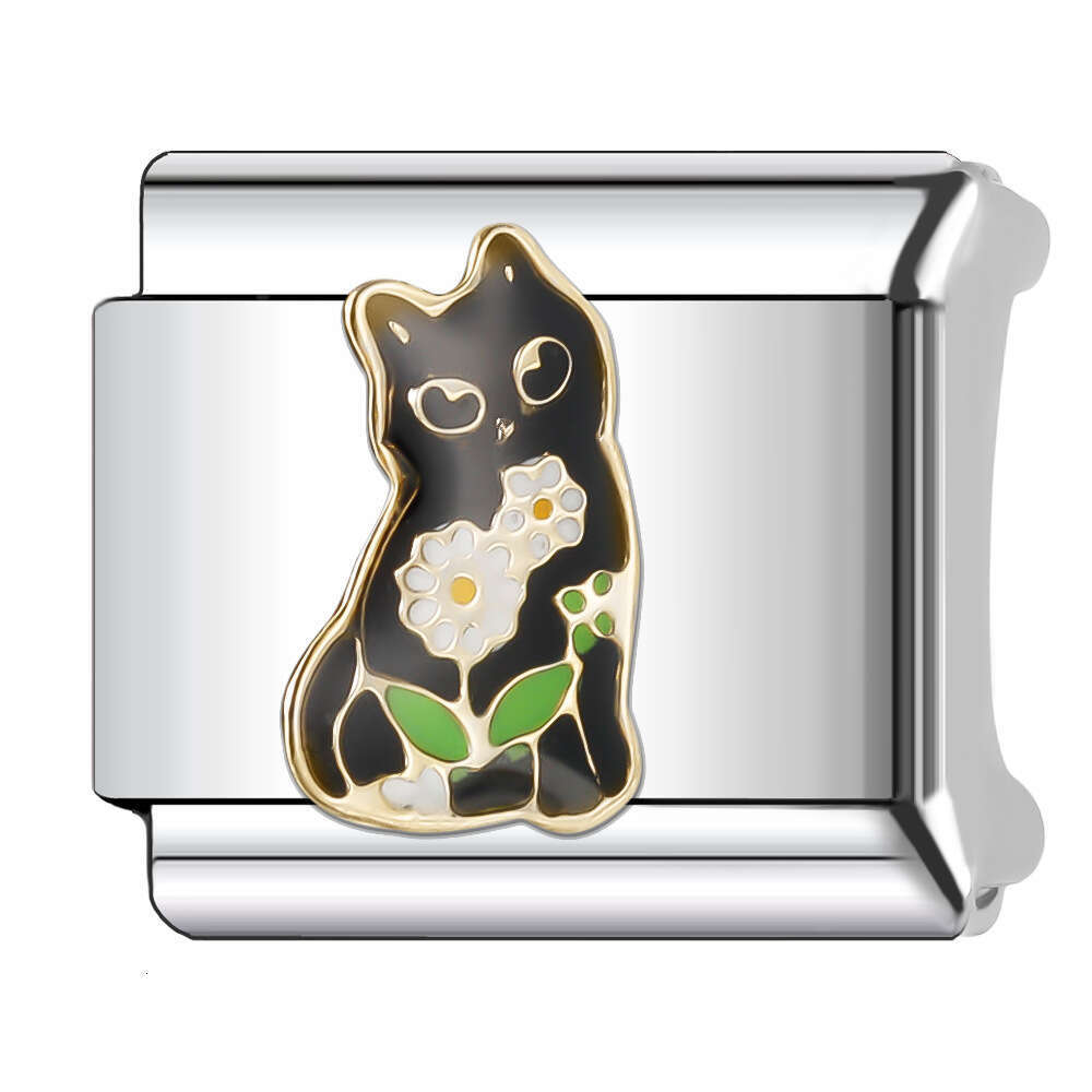 New Women's Gift cute animal cat Bead Italian Charms Links Bangle Beads Fit 9mm Stainless Steel Bracelet Making DIY For Women Fashion Jewelry