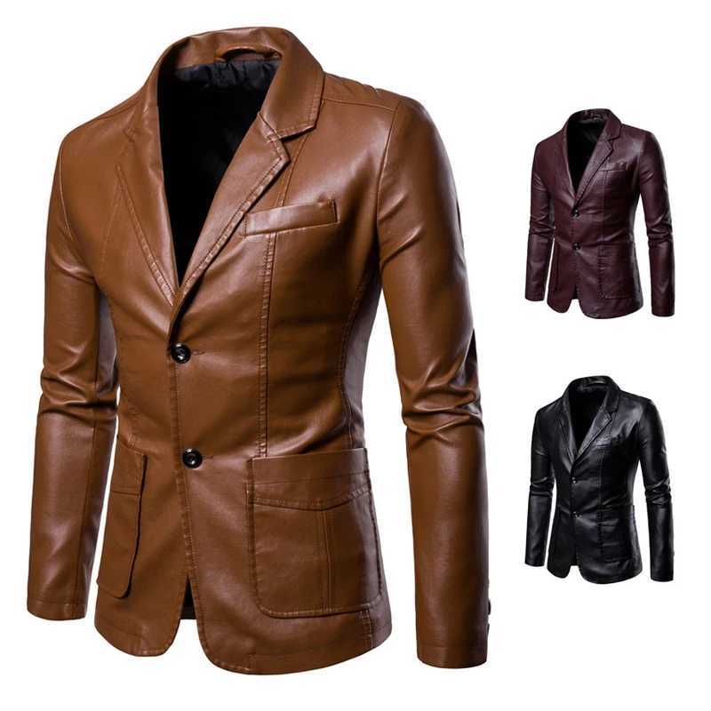 Autumn Mens PU Leather Jackets Fashion Men Retro Lapel Biker Coats Mens Casual Buiness Leather Trench Jackets Clothing 6XLX240913