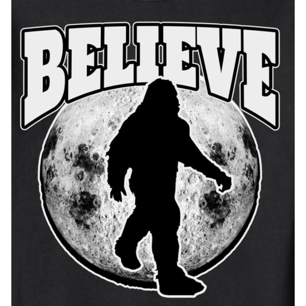 Long Sleeve Shirts for Men sweatshirt Believe Big Foot Walking In Front Of The Moon Funny Sweatshirt Tee Streetwear Casual tops clothes