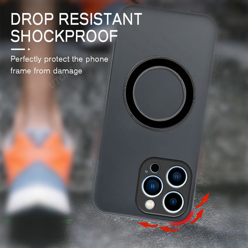 Armor Matte Magsafe Magnetic Cases Compatible Wireless Charger Soft TPU Shockproof Cover With Camera Lens Protector for iPhone 16 15 14 13 12 11 Pro M