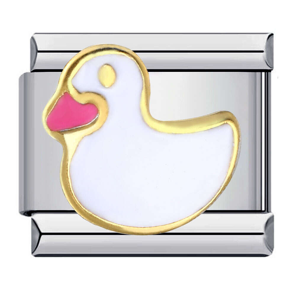 New Stainless Steel Welding Pattern Gold-Plated Enamel Wristband Cartoon DIY Italian Bracelet Charm Links Stainless Steel Fit 9Mm Bracelet Jewelry Mak