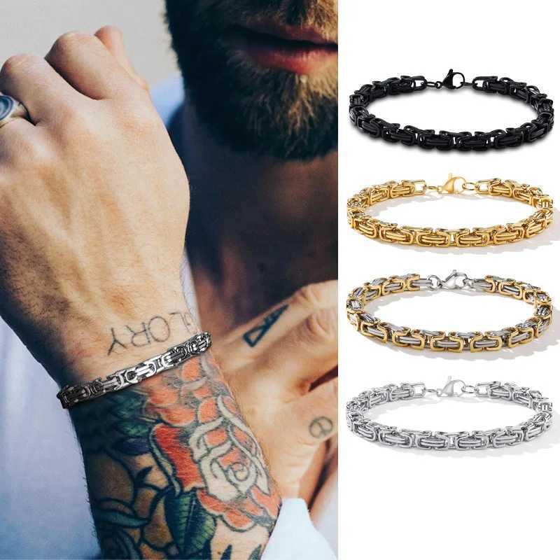 Mens Byzantine Chain Bracelet for Boys 4/5/6/8MM Wide Stainless Steel Link WristbandGifts for HimX240913