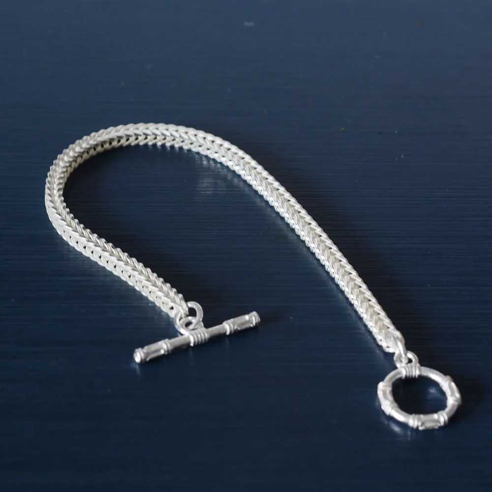 925 Sterling Silver Bracelet Square Tail Chain Bangle for Women and Men Length Includes ClaspX240913