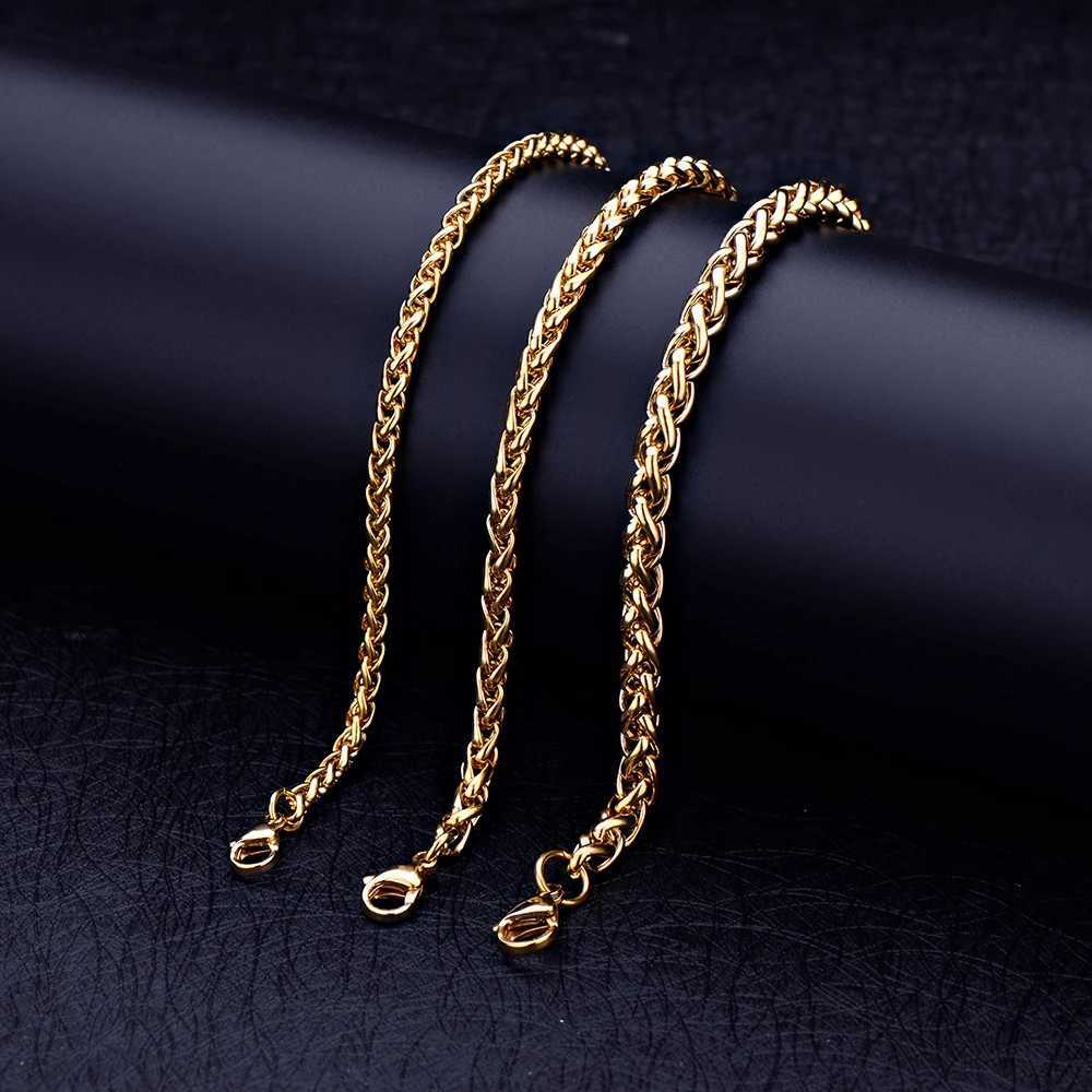 2020 New Stainless Steel Golden Chain Bracelet Fashion Jewelry For Women and Men Wedding Birthday Party Gift 4/5/6MM XJ250707