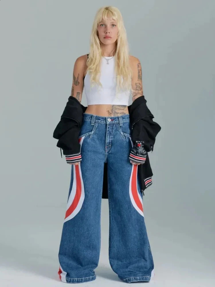 HOUZHOU Y2k Baggy Jeans Woman Oversize Wide Leg Denim Pants Harajuku Streetwear Korean Style Trousers Hip Hop American Vintage 240905
