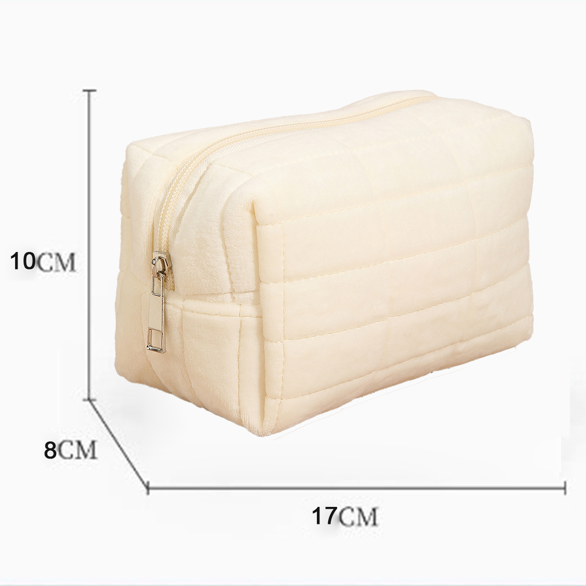 Makeup bag Solid color makeup bag travel storage bag portable large capacity checkered stitching cute and high beauty pillow bag pencil case