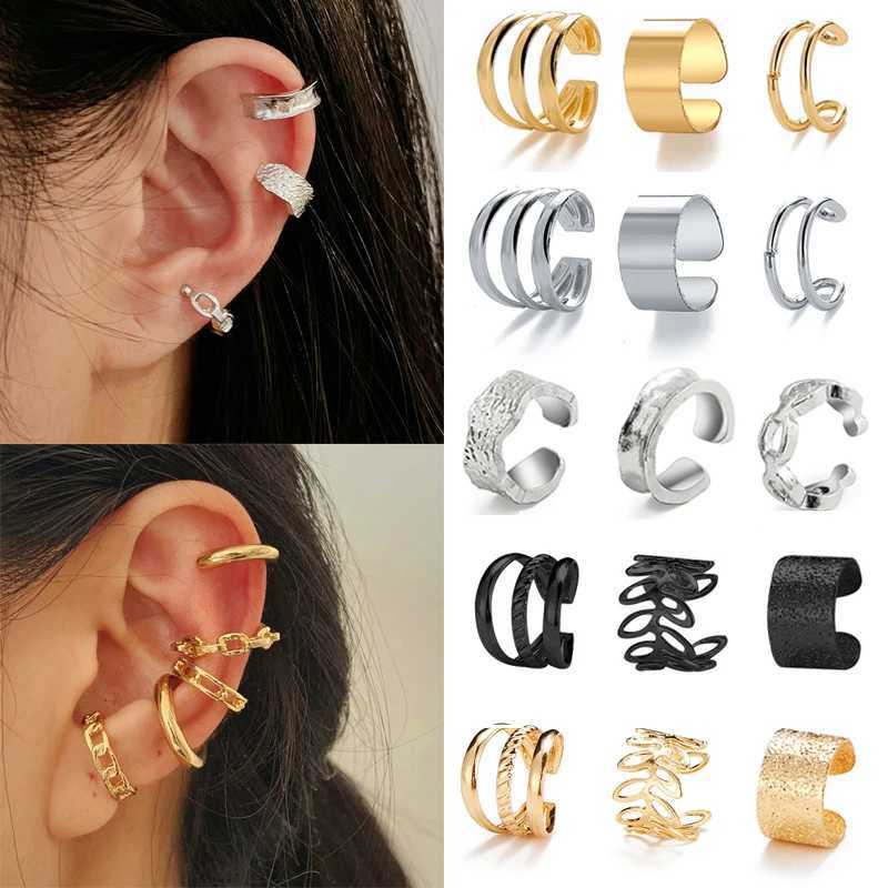 LATS Trendy Silver Color Fake Cartilage Clip Earrings for Women Men Non-Piercing Ear Clips Ear Cuff Fashion Jewelry WholesaleX240913