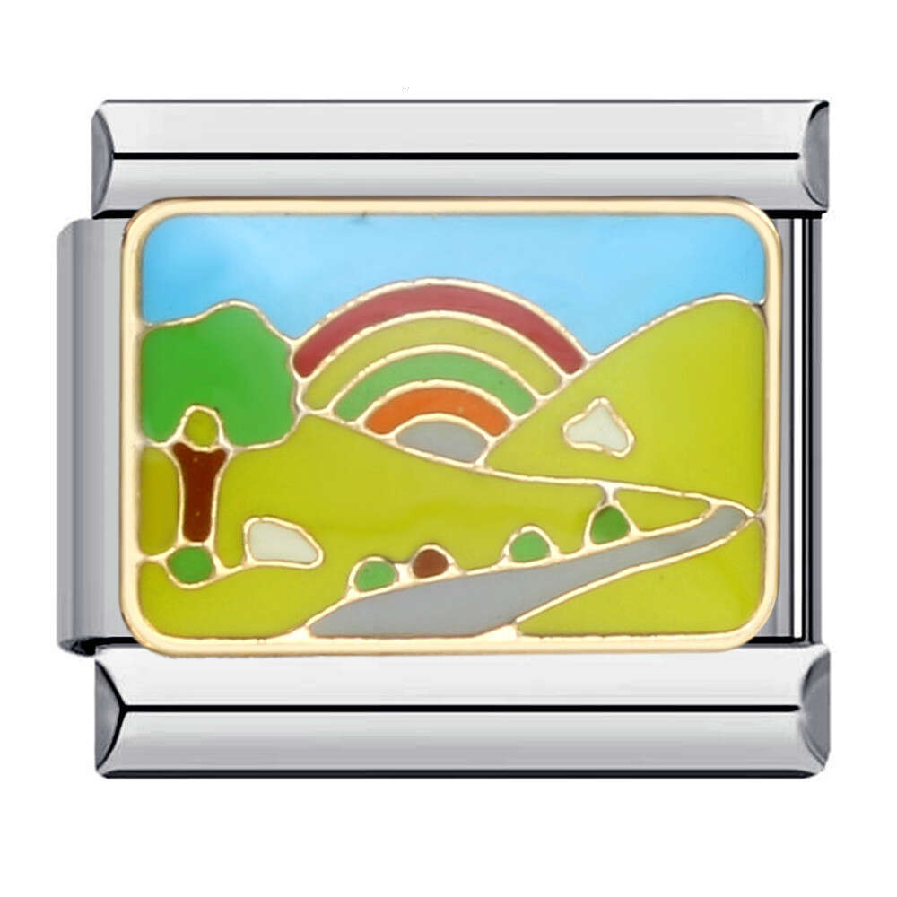 New Leisure Vacation Titanium Welding Enamel DIY Bead Bracelet Fashion Personalized Strap Chain Italian Charm Links Stainless Steel Fit 9Mm Jewelry Ma