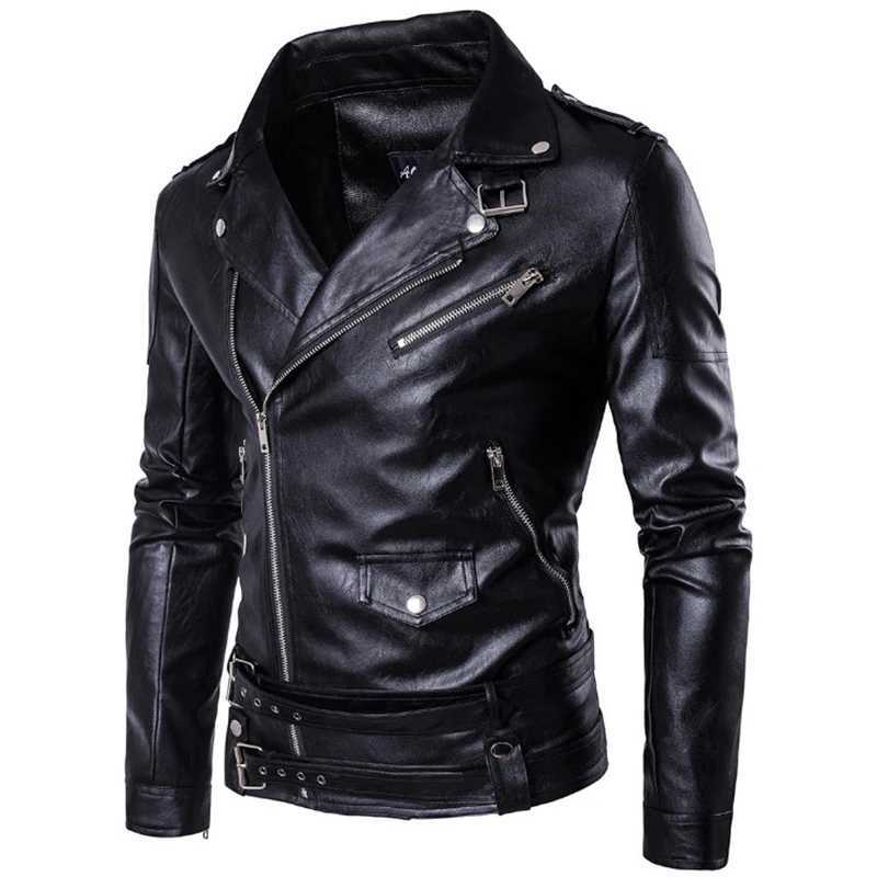 2022 New Motorcycle Pilot Leather Jacket Fashion Brand Mens Designer Punk Wind Oblique Zipper Design Mens Leather Jacket CoatX240913