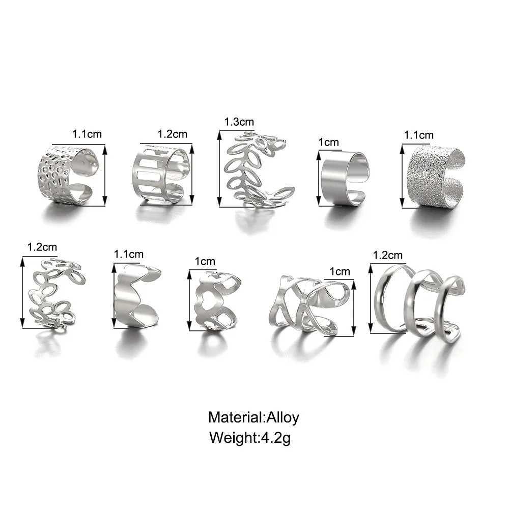 10pc Stainelss Steel Clip On Ear Cuff Earrings Fake Cartilage Earrings Lot Non Piercing Clip On Earrings Set Earrings for WomenX240913