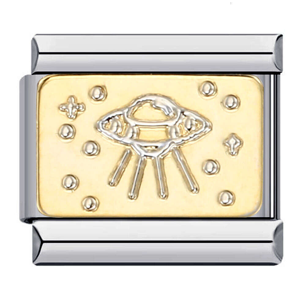 Starry Universe Series Titanium Welded Pattern Bead Italian Charm Bracelet Links Stainless Steel Fit 9Mm Jewelry DIY Making Gifts